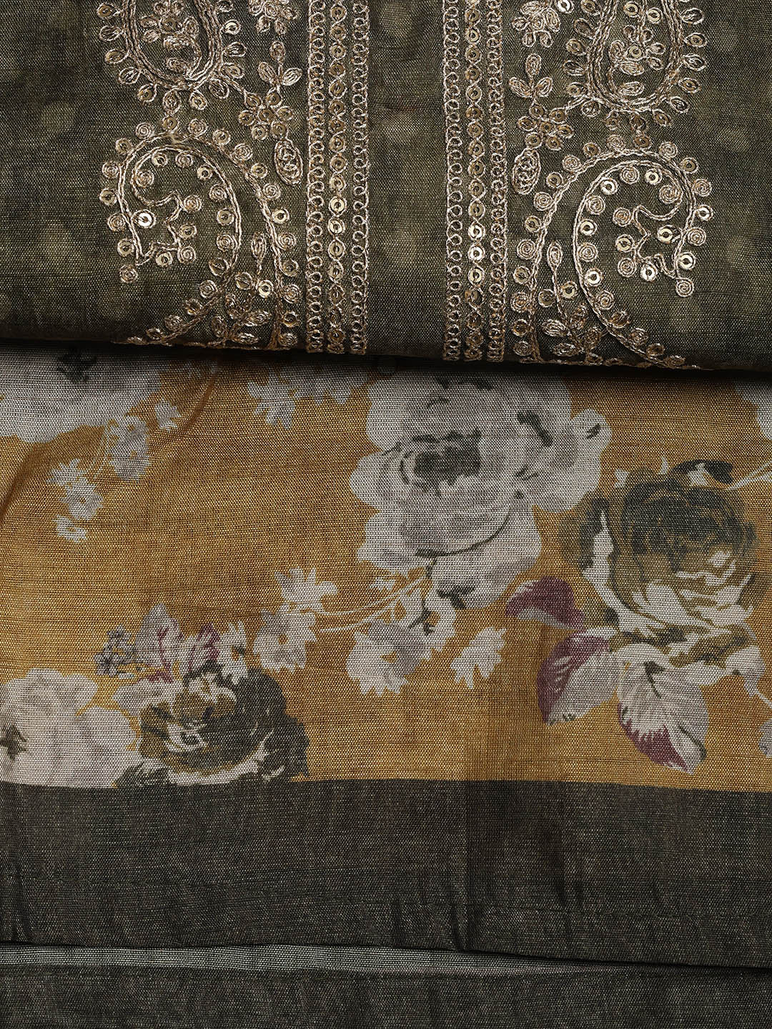Embroidered Chanderi Unstitched Suit Piece With Dupatta