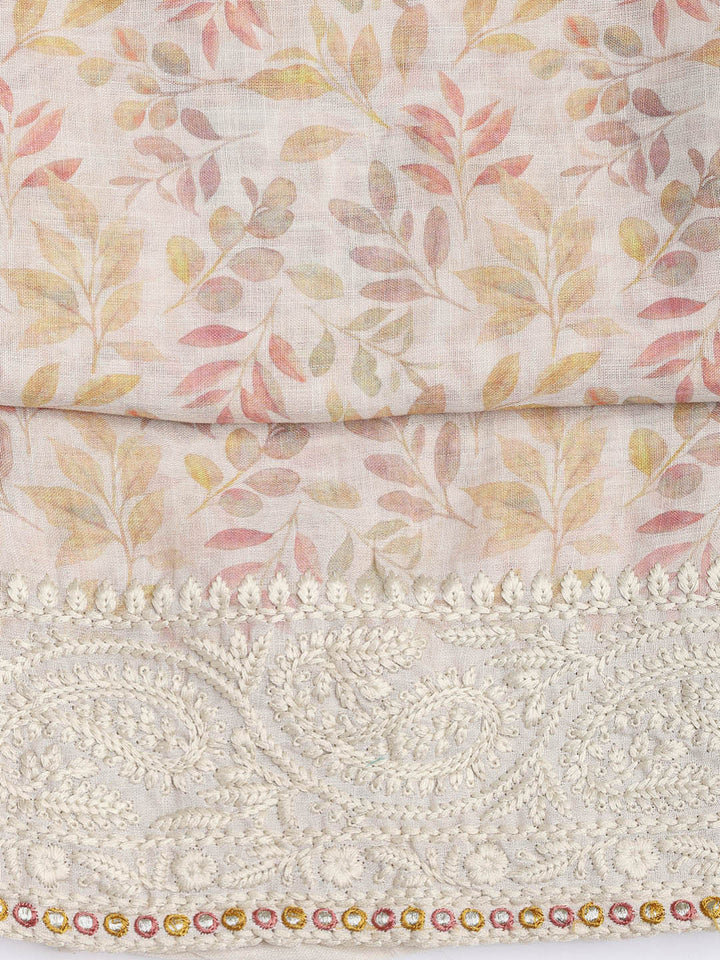 Printed Cotton Blend Unstitched Suit Piece With Dupatta