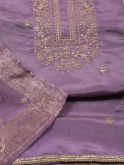 Neck Embroidered Tissue Unstitched Suit With Dupatta