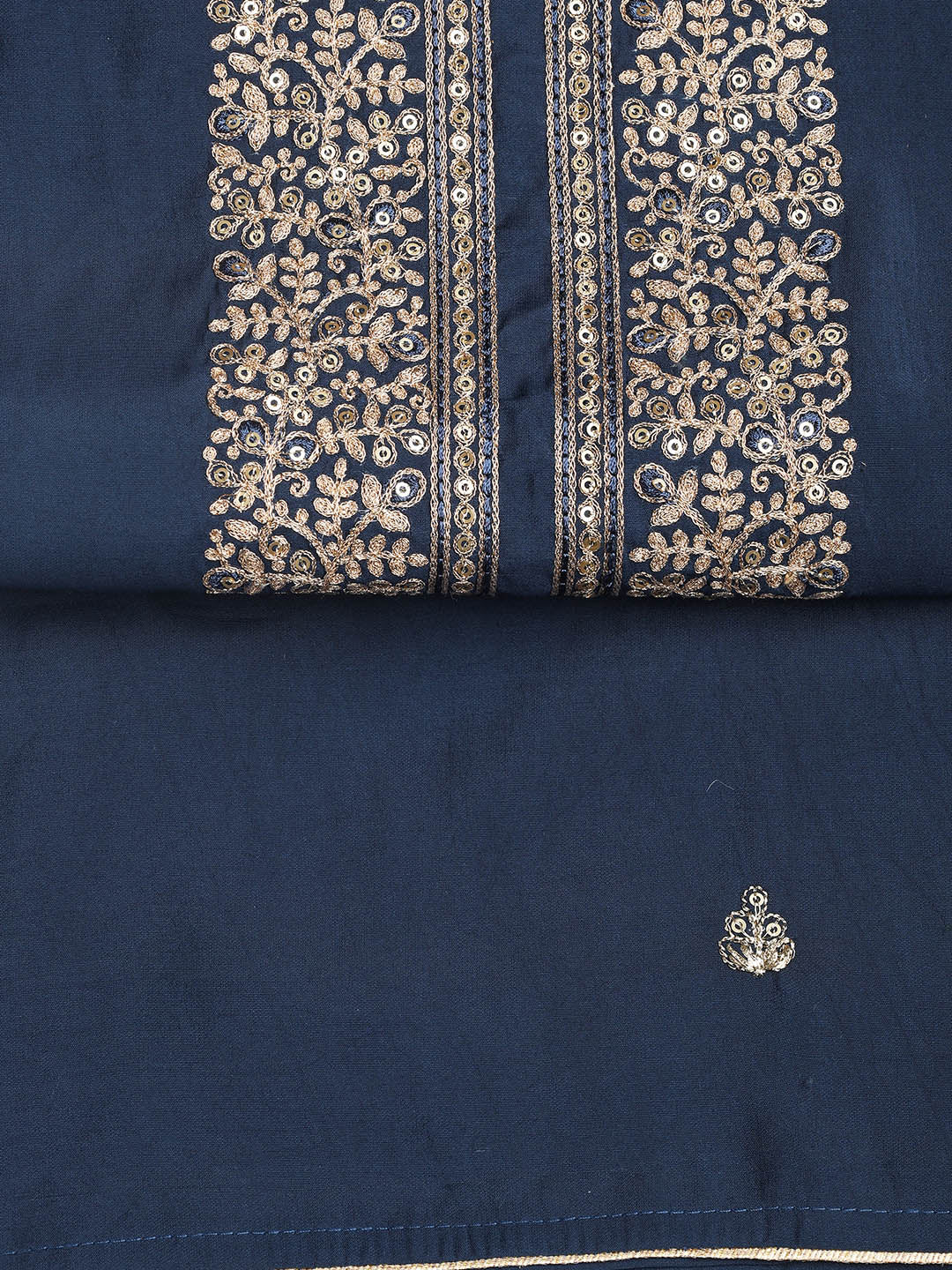 Embroidered Chanderi Unstitched Suit Piece With Dupatta