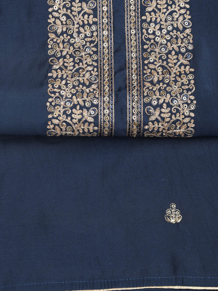 Embroidered Chanderi Unstitched Suit Piece With Dupatta