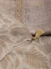 Embroidery Linen Unstitched Suit With Dupatta