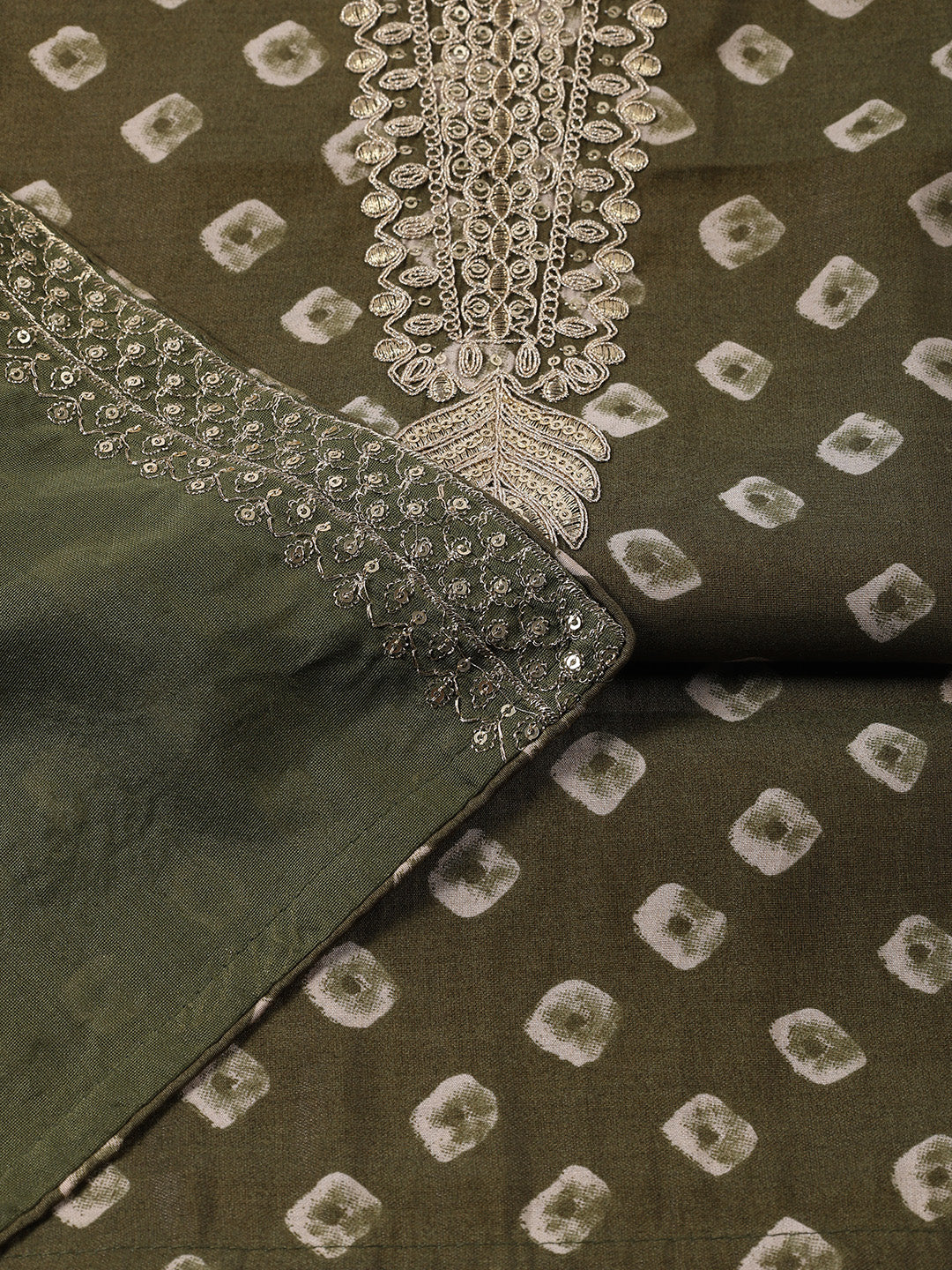 Neck Embroidered Cotton Blend Unstitched Suit With Dupatta