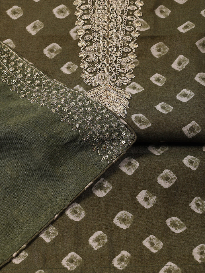 Neck Embroidered Cotton Blend Unstitched Suit With Dupatta