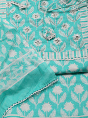 Printed Cotton Blend Unstitched Suit With Dupatta