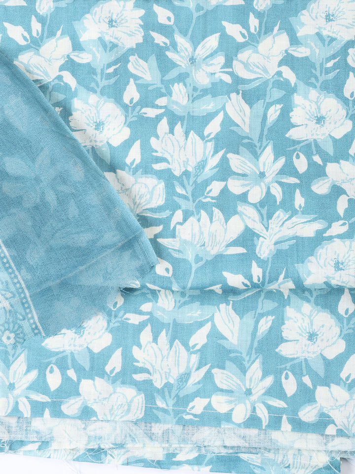 Printed Cotton Blend Unstitched Suit With Dupatta