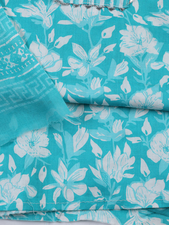 Neck Patti Cotton Blend Unstitched Suit With Dupatta