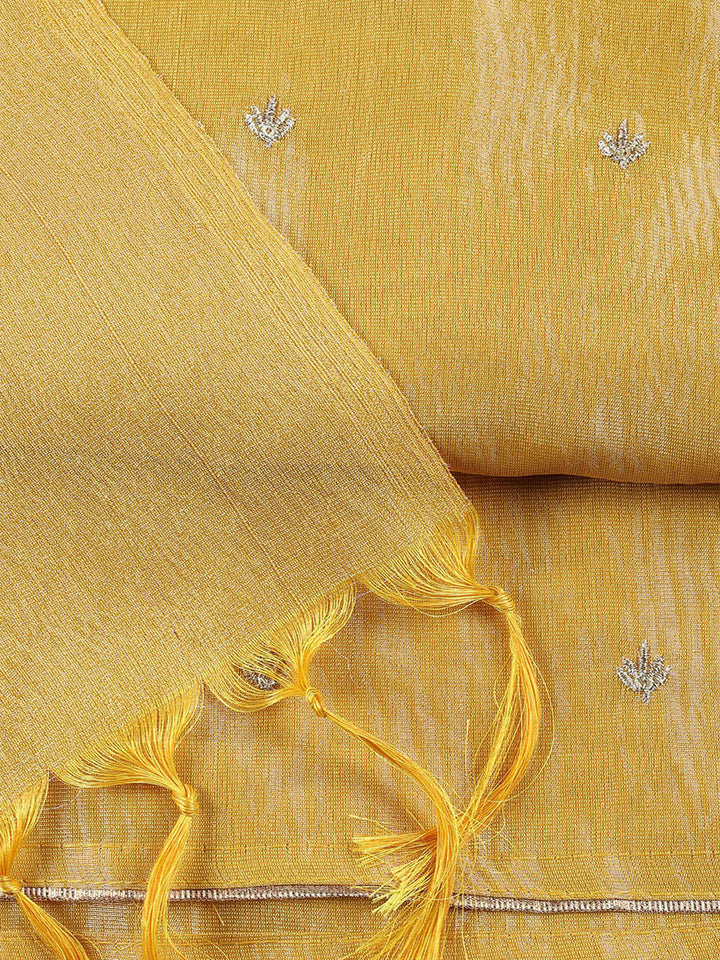 Neck Embroidered Tissue Unstitched Suit Piece With Dupatta