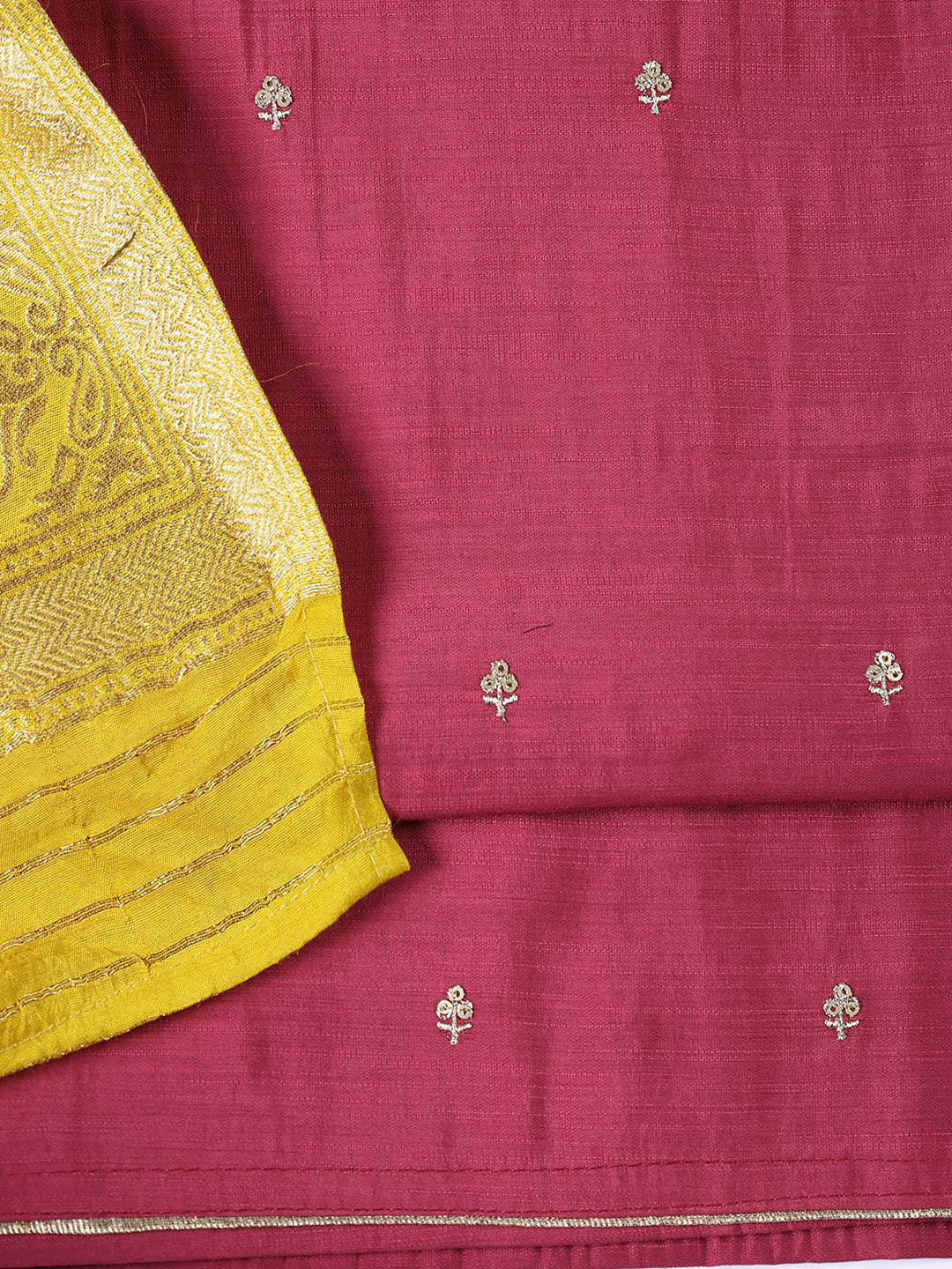 Neck Embroidered Chanderi Unstitched Suit Piece With Dupatta