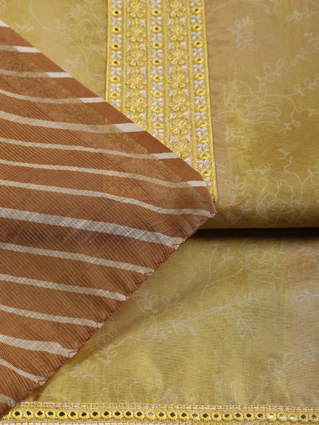 Neck Embroidered Tissue Unstitched Suit With Dupatta