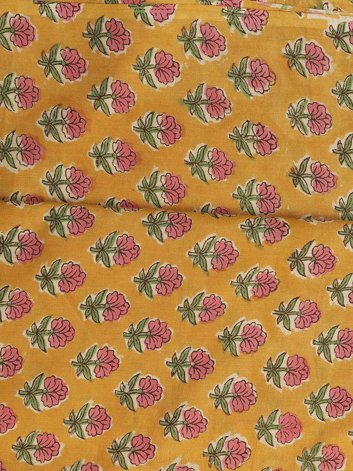 Printed Cotton Blend Unstitched Suit With Dupatta