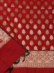 Woven Banarasi Chanderi Unstitched Suit With Dupatta