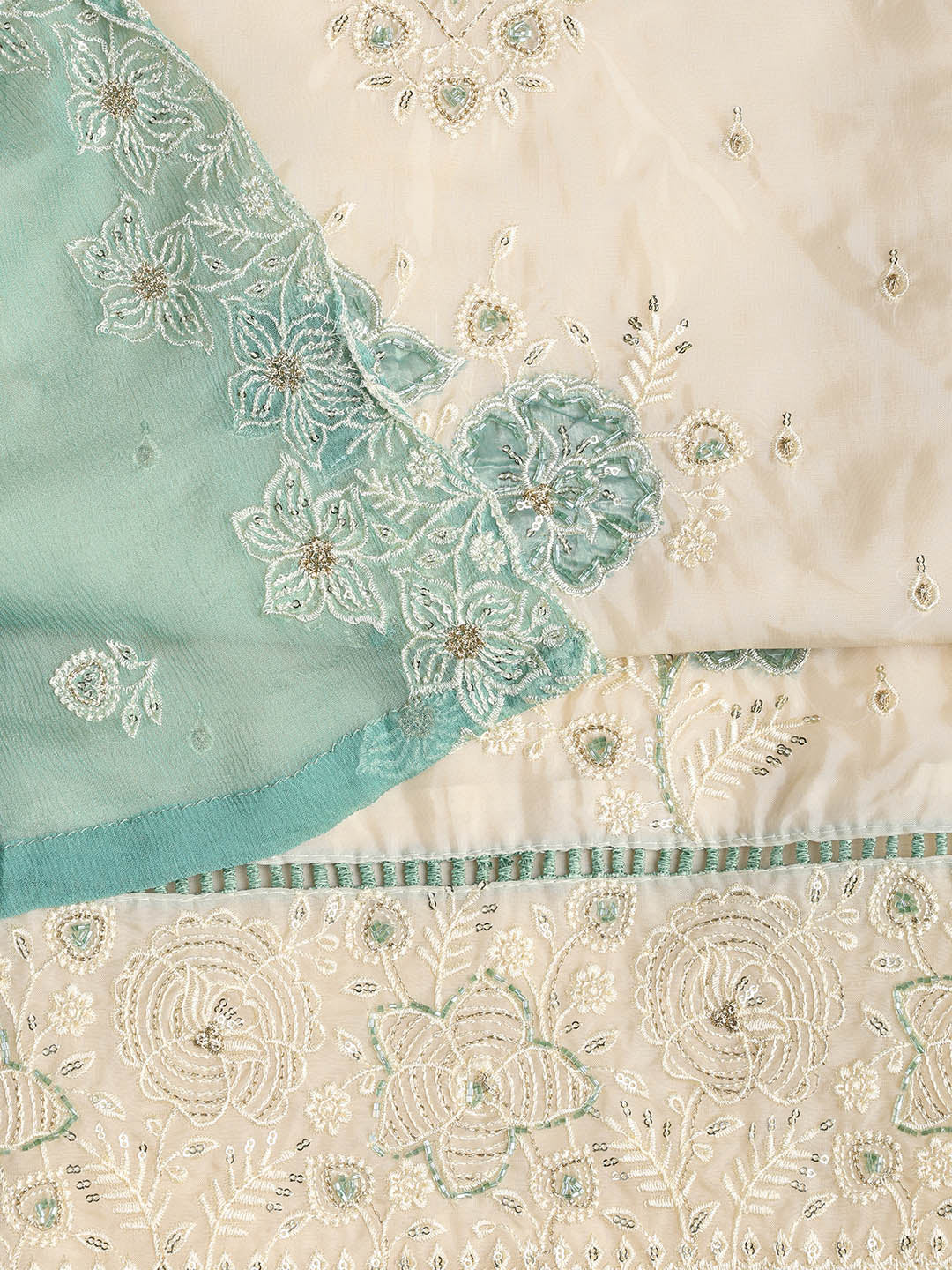 Embroidered Organza Unstitched Suit Piece With Dupatta