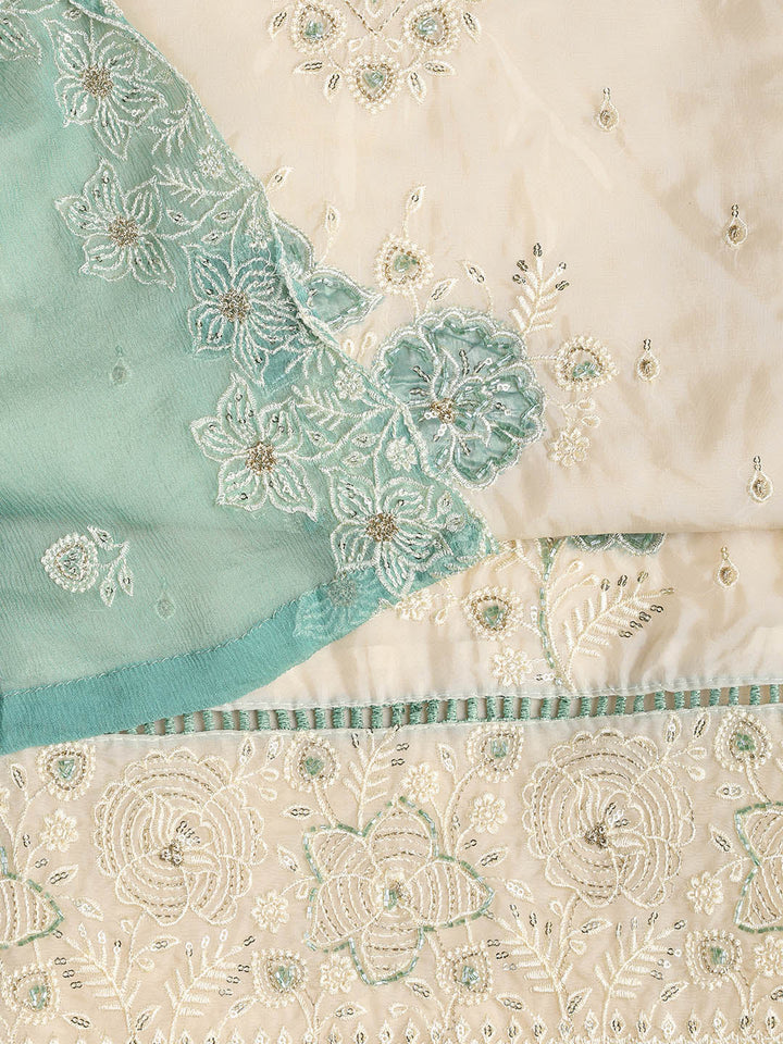 Embroidered Organza Unstitched Suit Piece With Dupatta