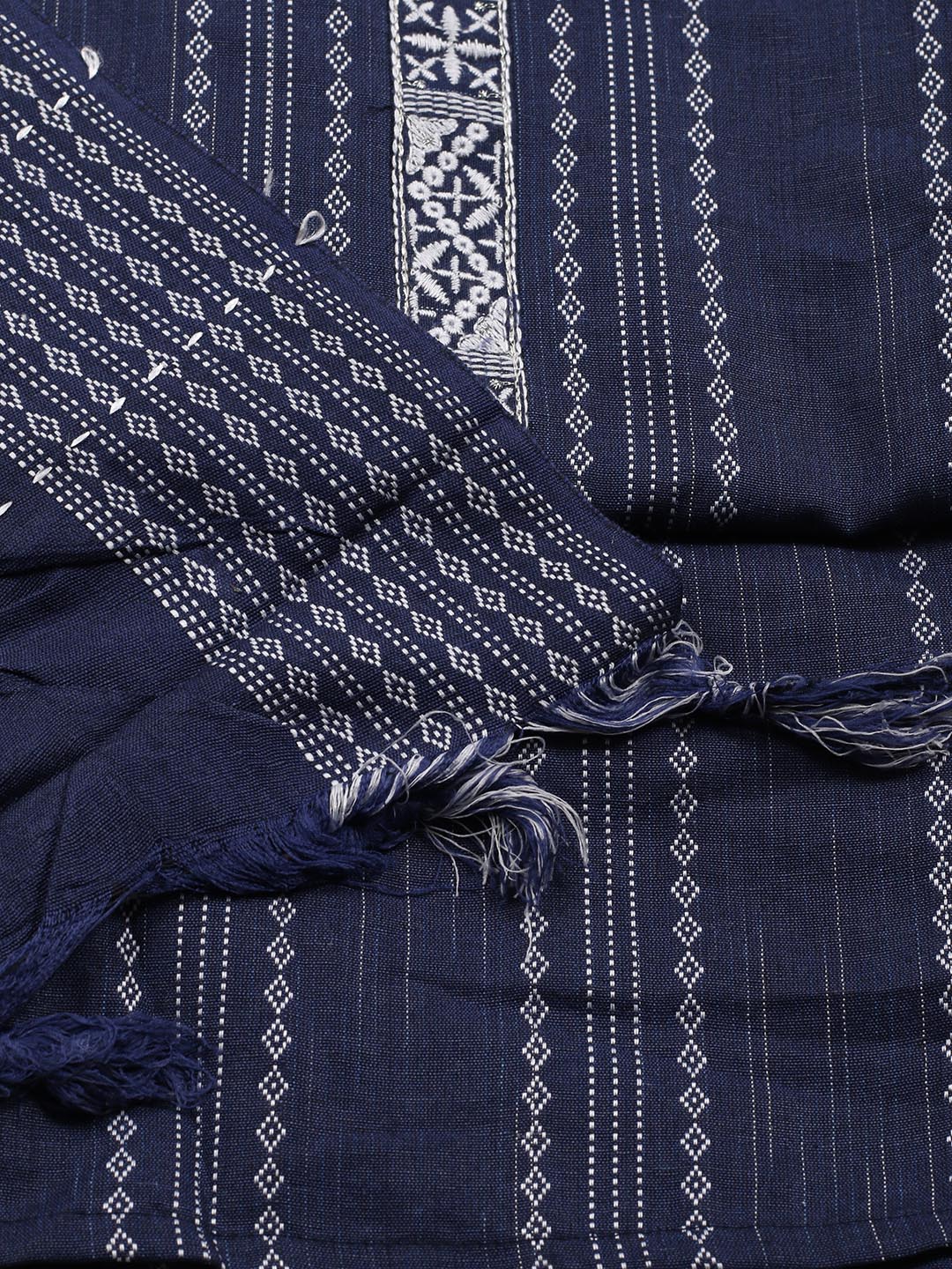 Neck Embroidered Cotton Blend Unstitched Suit Piece With Dupatta
