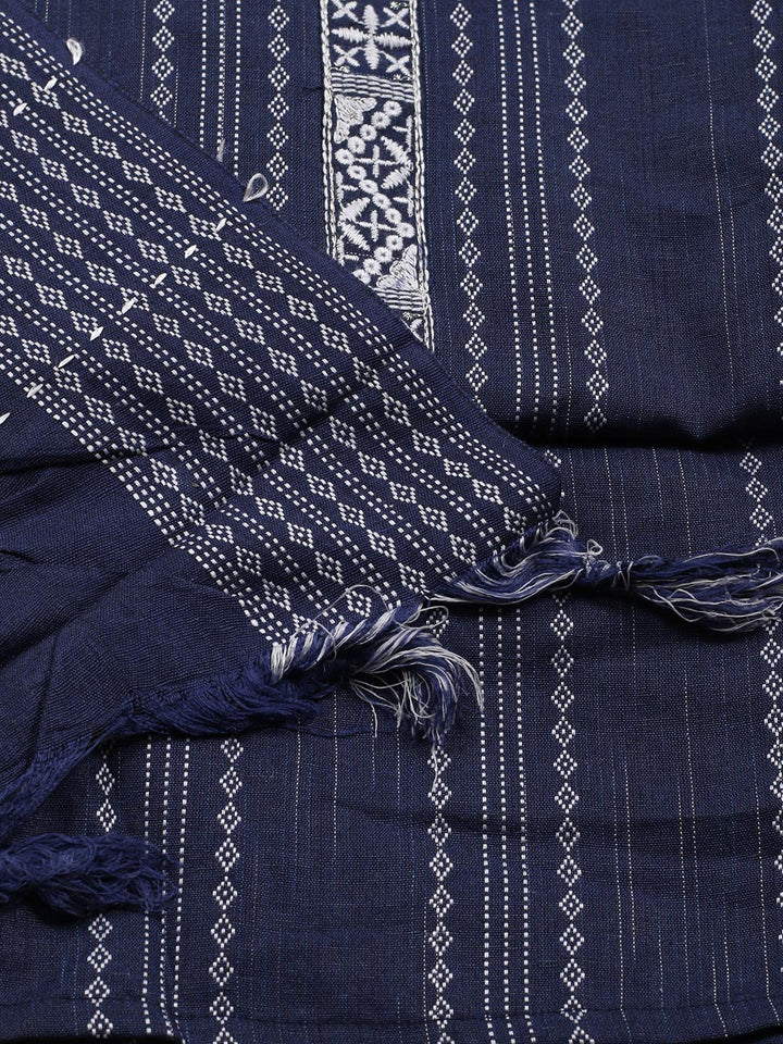 Neck Embroidered Cotton Blend Unstitched Suit Piece With Dupatta