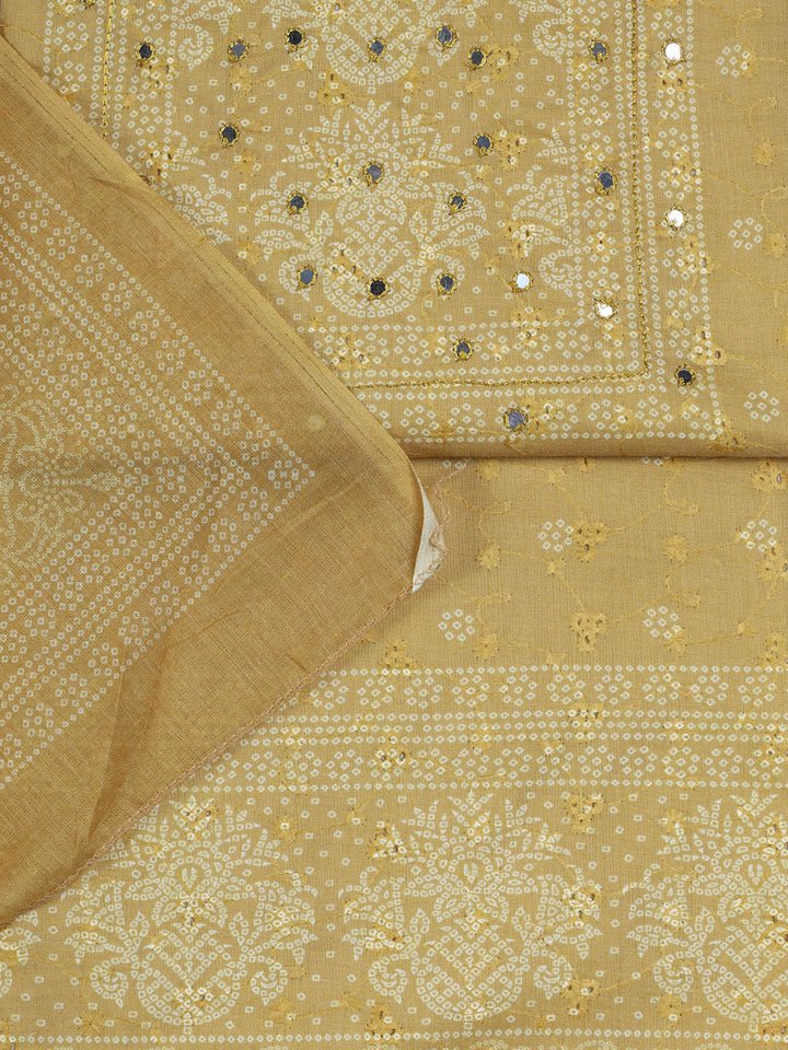 Neck Work Cotton Blend Unstitched Suit With Dupatta