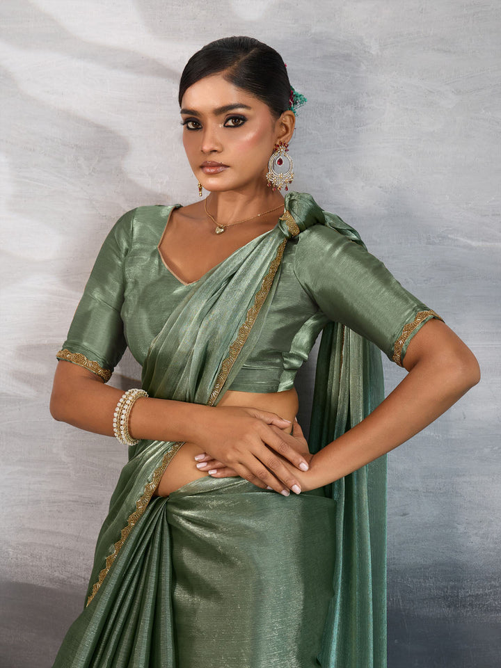 Embroidered Burberry Saree