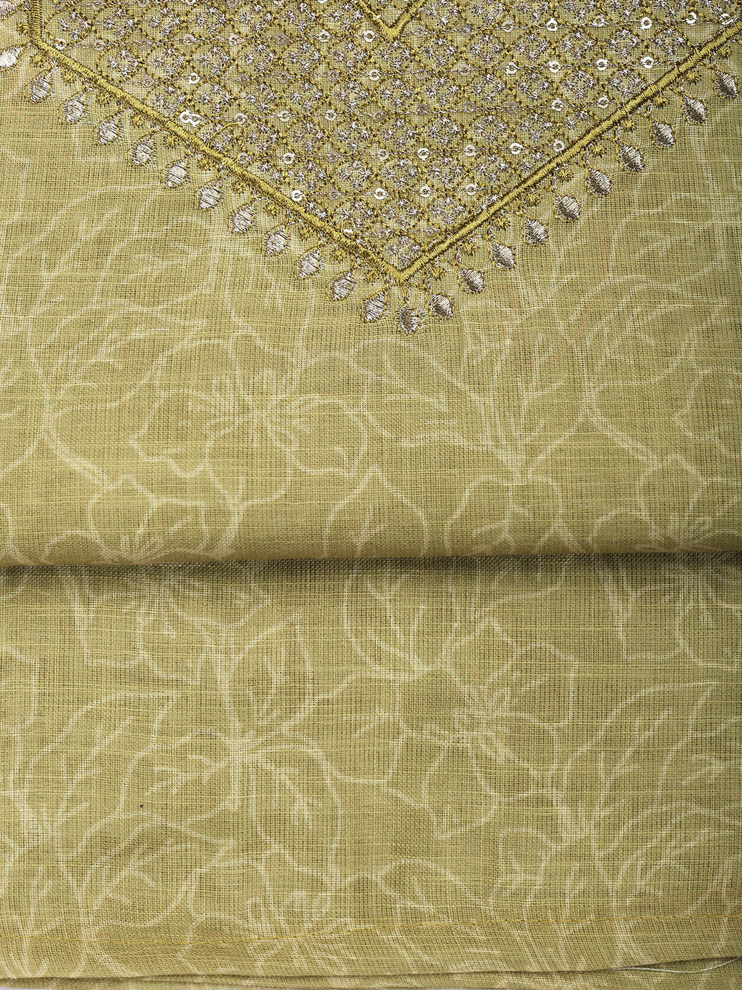 Neck Embroidered Cotton Blend Unstitched Suit With Dupatta