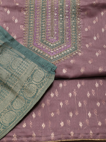 Neck Embroidered Unstitched Suit With Dupatta