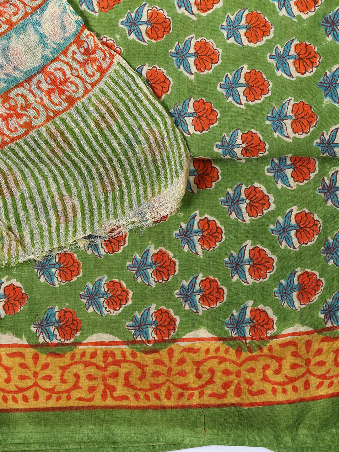Printed Cotton Blend Unstitched Suit With Dupatta