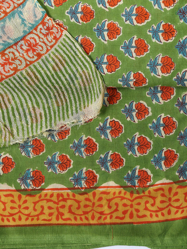 Printed Cotton Blend Unstitched Suit With Dupatta