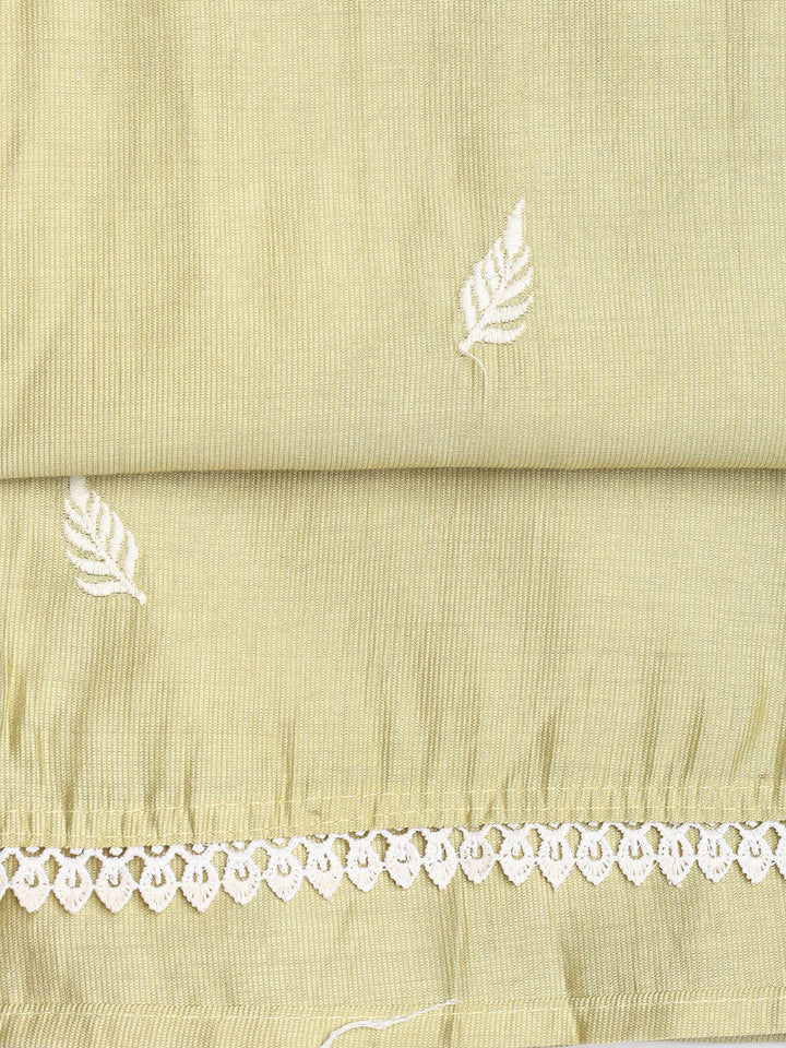 Neck Embroidery Chanderi Unstitched Suit With Dupatta