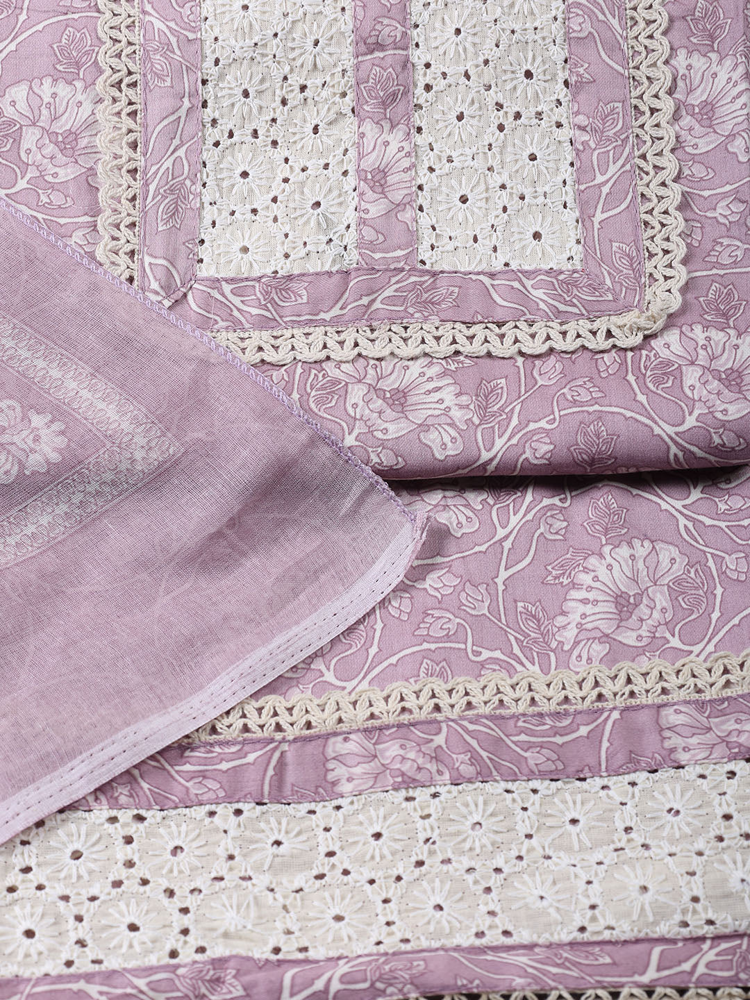 Printed Cotton Blend Unstitched Suit Piece With Dupatta