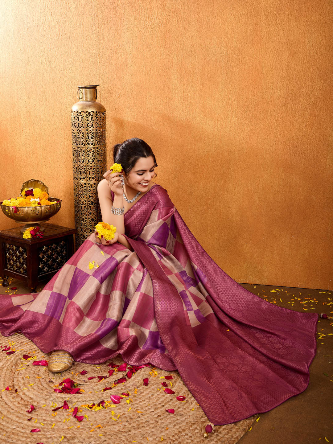 Zari Border Booti Woven Art Silk Saree