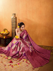 Zari Border Booti Woven Art Silk Saree