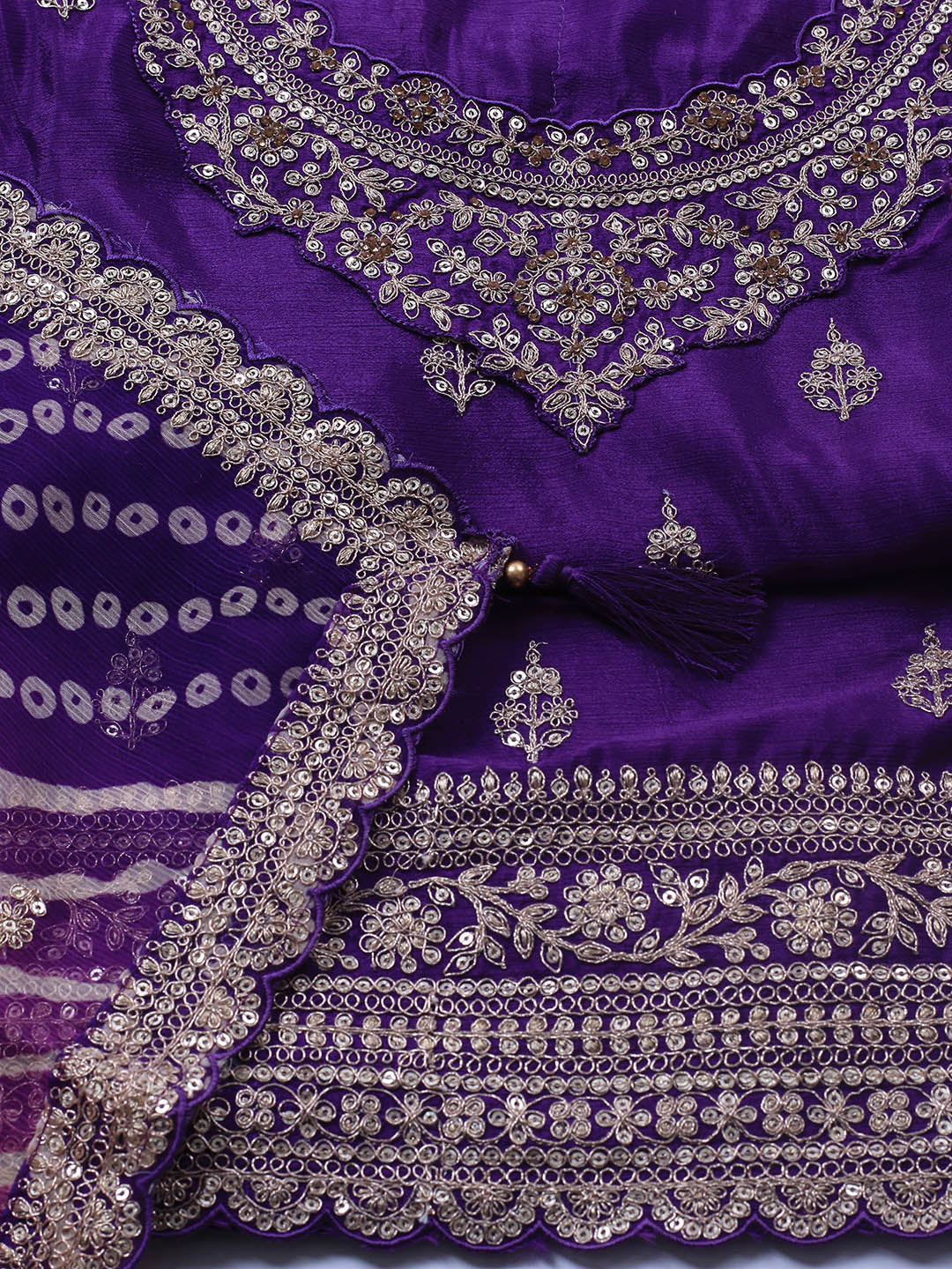 Embroidered Art Silk Unstitched Suit Piece With Dupatta