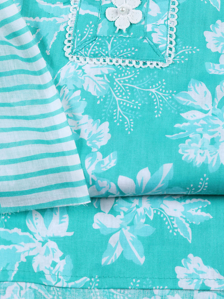 Printed Cotton Blend Unstitched Suit With Dupatta
