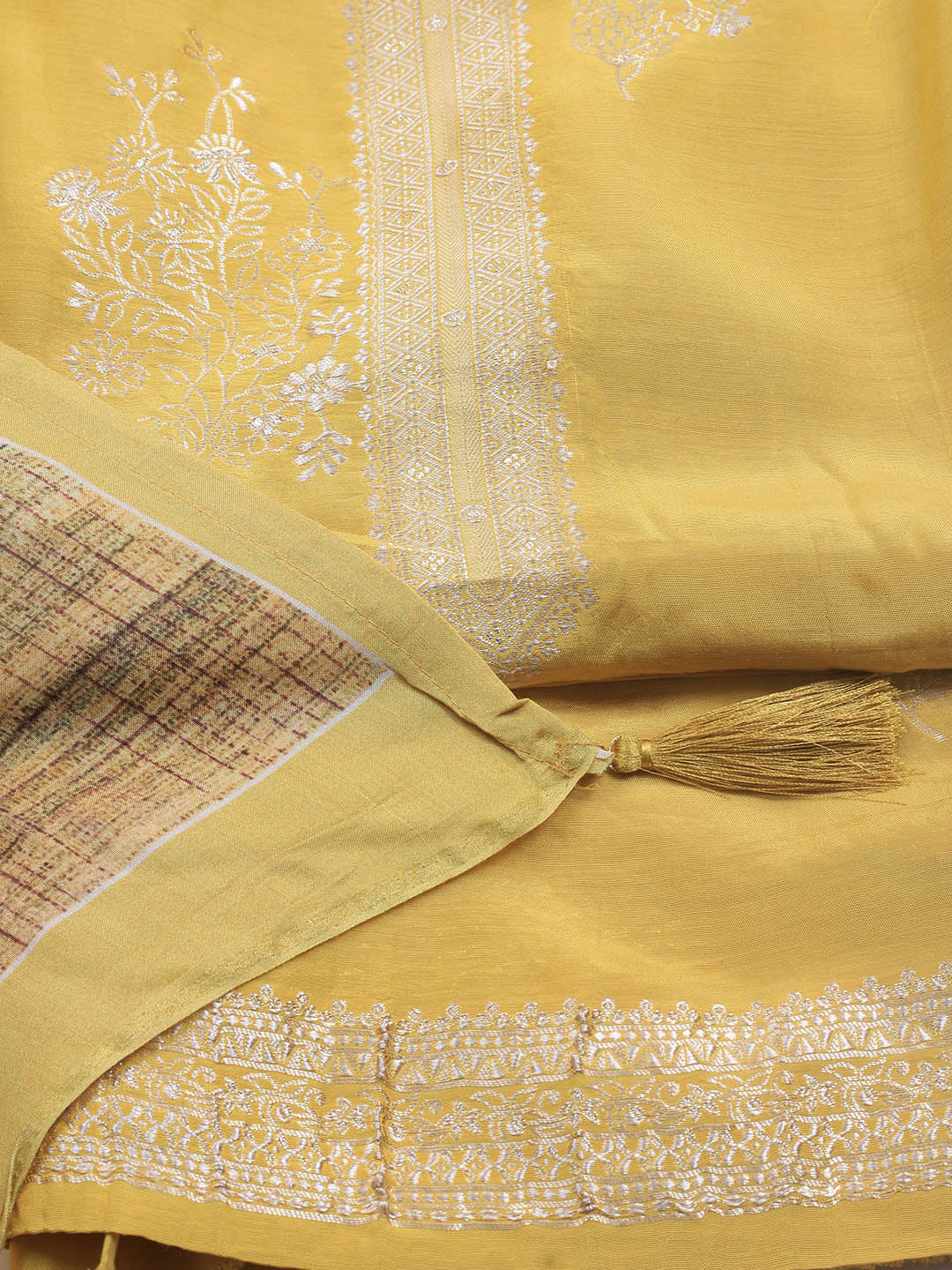 Zardozi Art Silk Unstitched Suit Piece With Dupatta