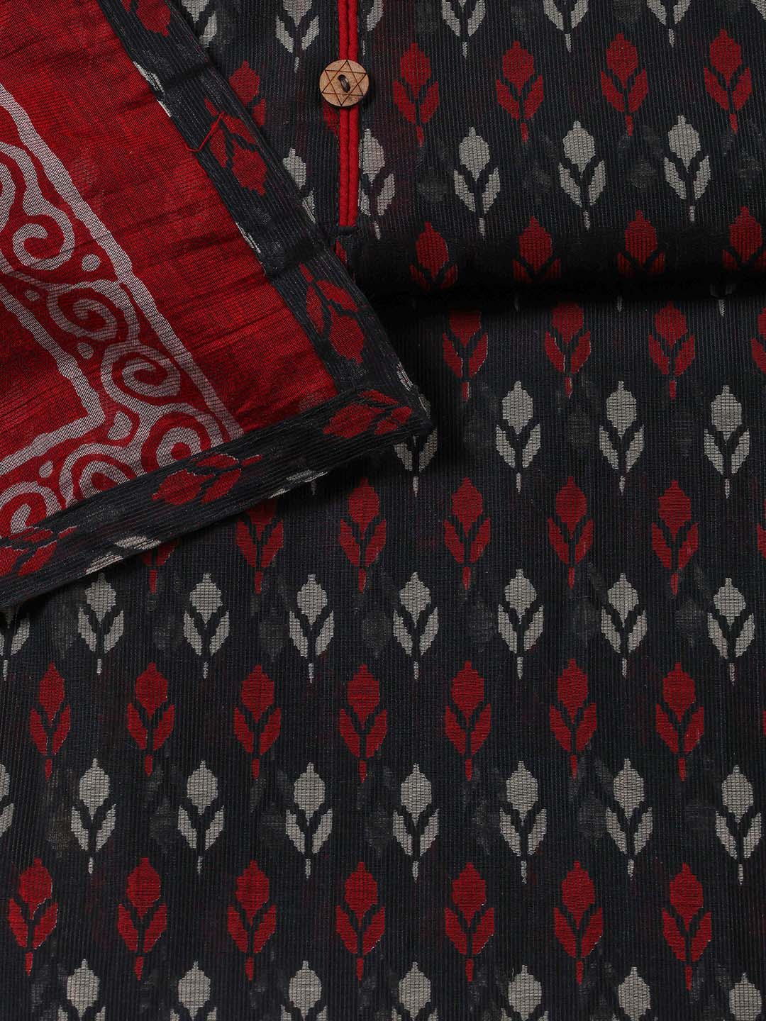 Printed Cotton Blend Unstitched Suit With Dupatta
