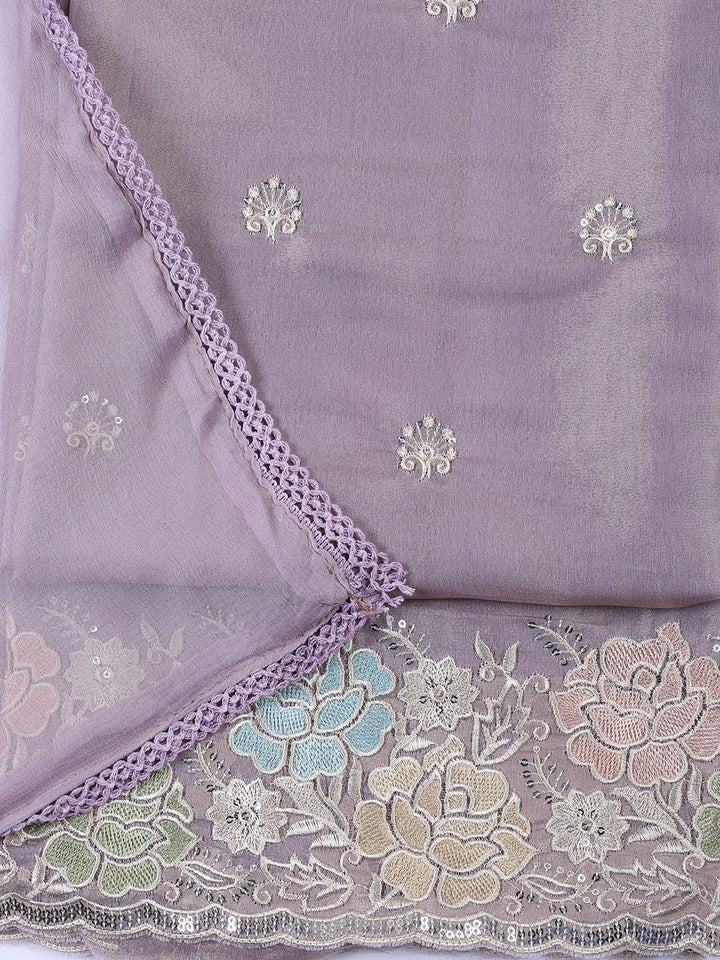 Embroidered Tissue Unstitched Suit Piece With Dupatta