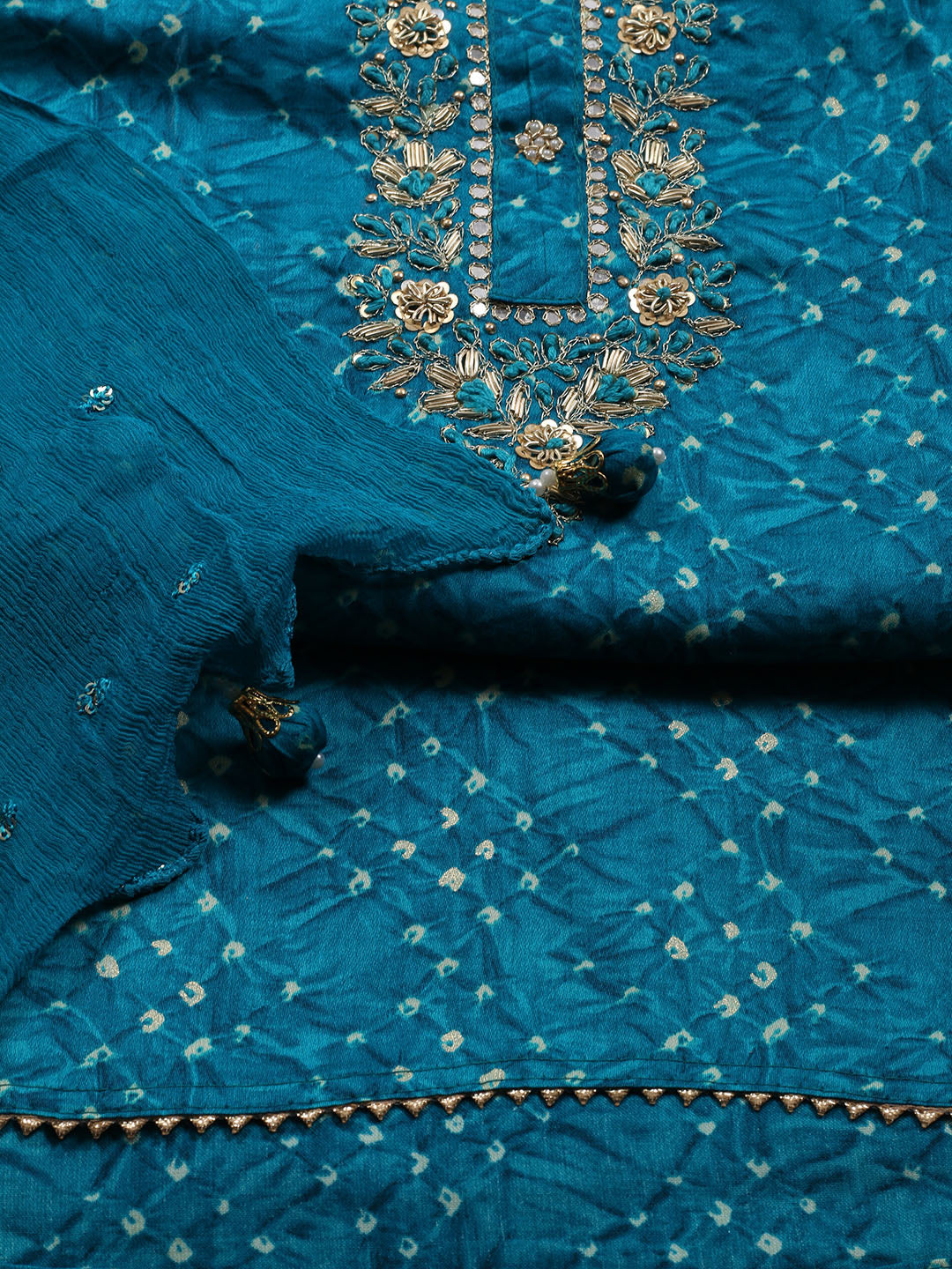 Neck Patti Cotton Blend Unstitched Suit Piece With Dupatta