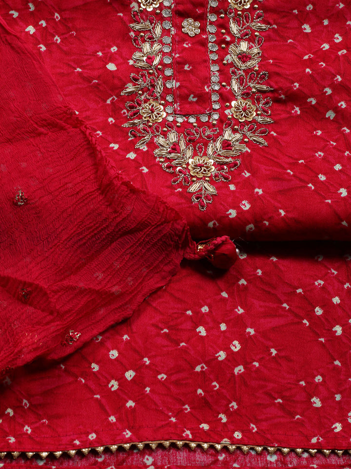 Neck Patti Cotton Blend Unstitched Suit Piece With Dupatta