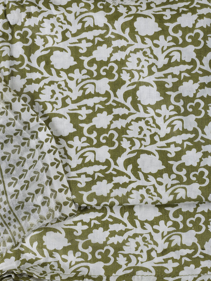Printed Cotton Blend Unstitched Suit With Dupatta