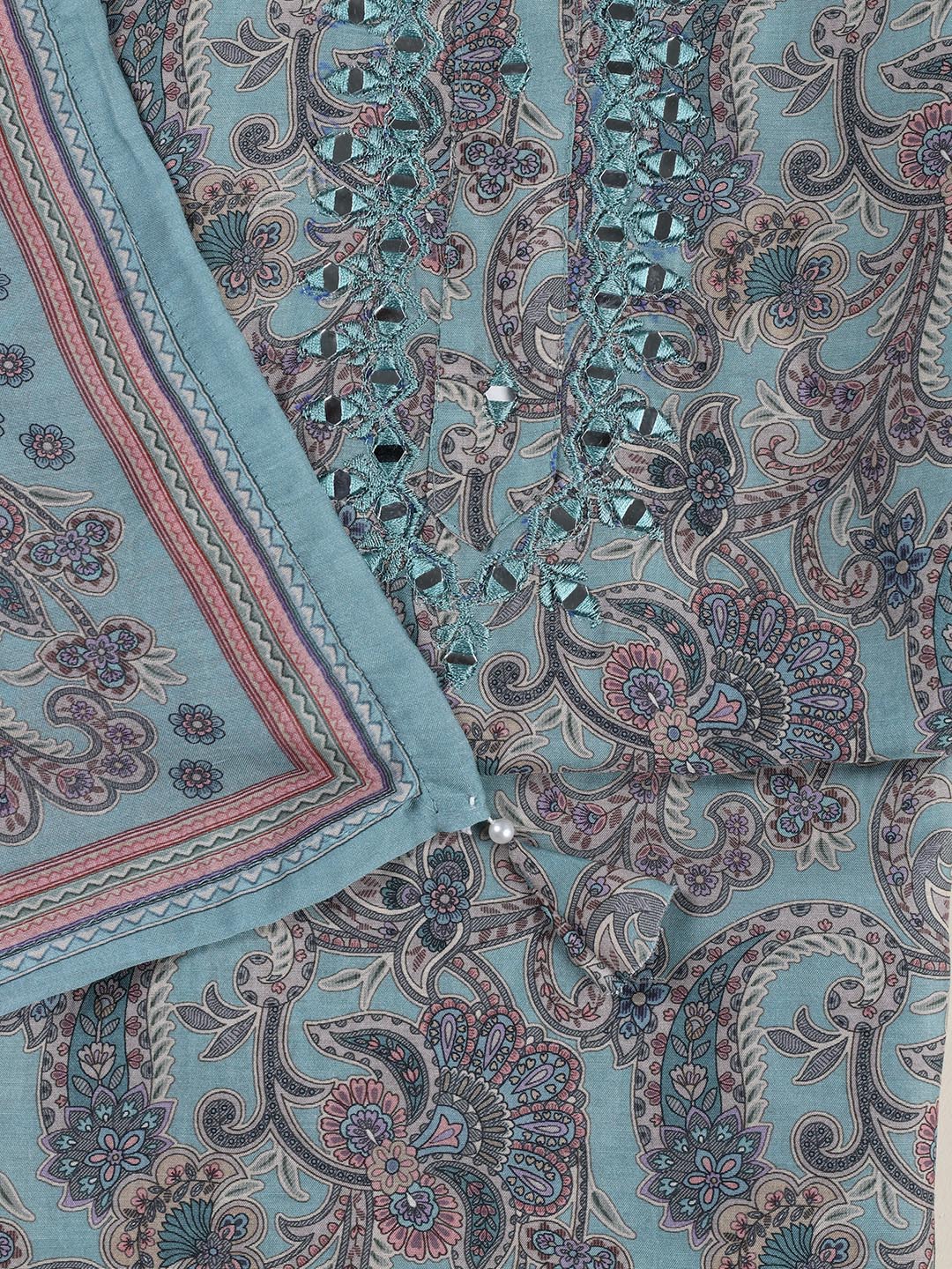 Floral Printed Muslin Unstitched Suit Piece With Dupatta