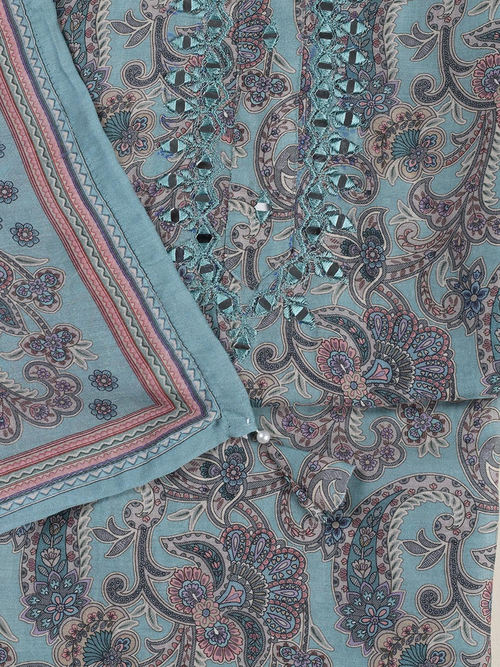 Floral Printed Muslin Unstitched Suit Piece With Dupatta