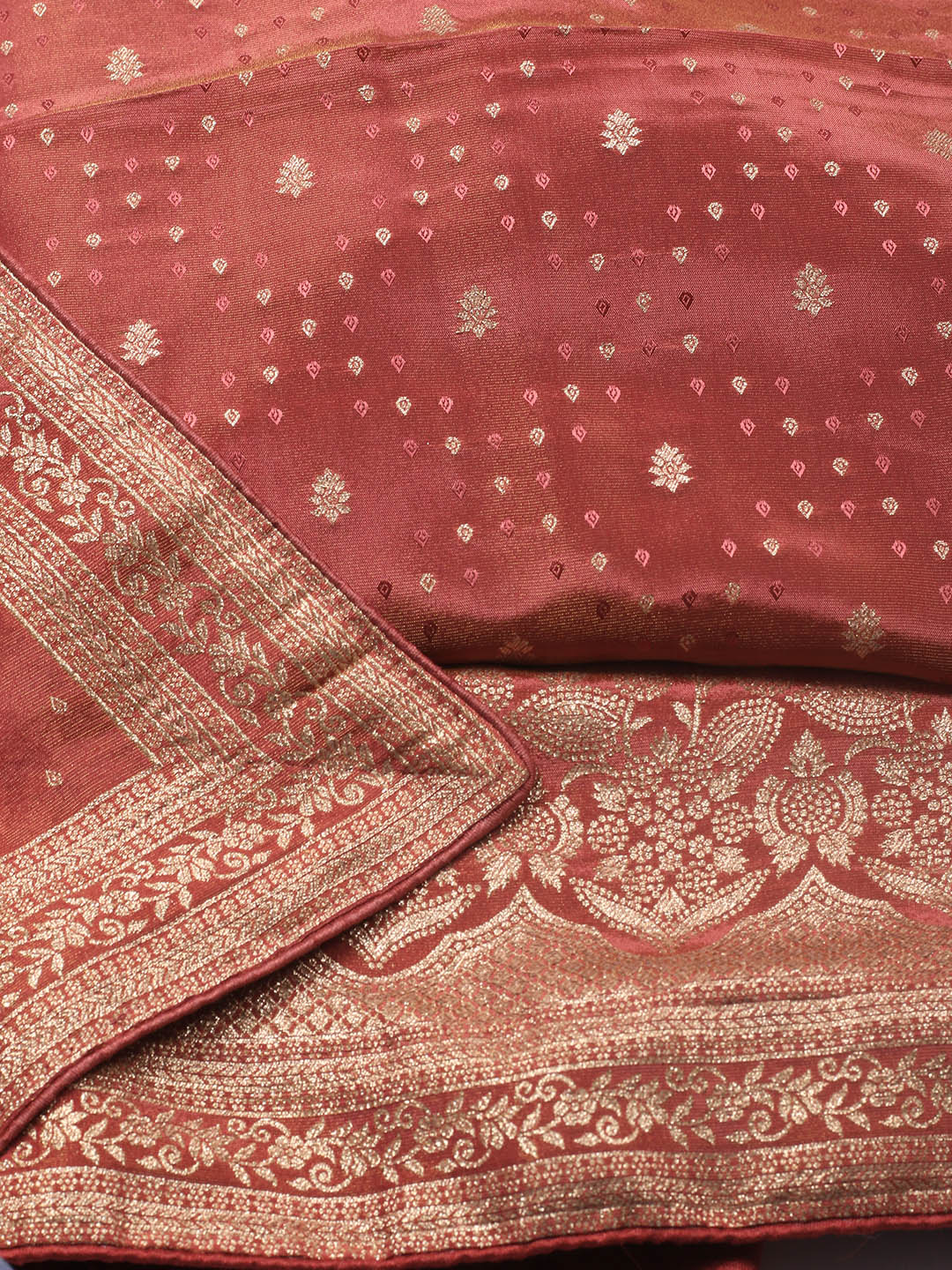 Embroidered Art Silk Unstitched Suit Piece With Dupatta