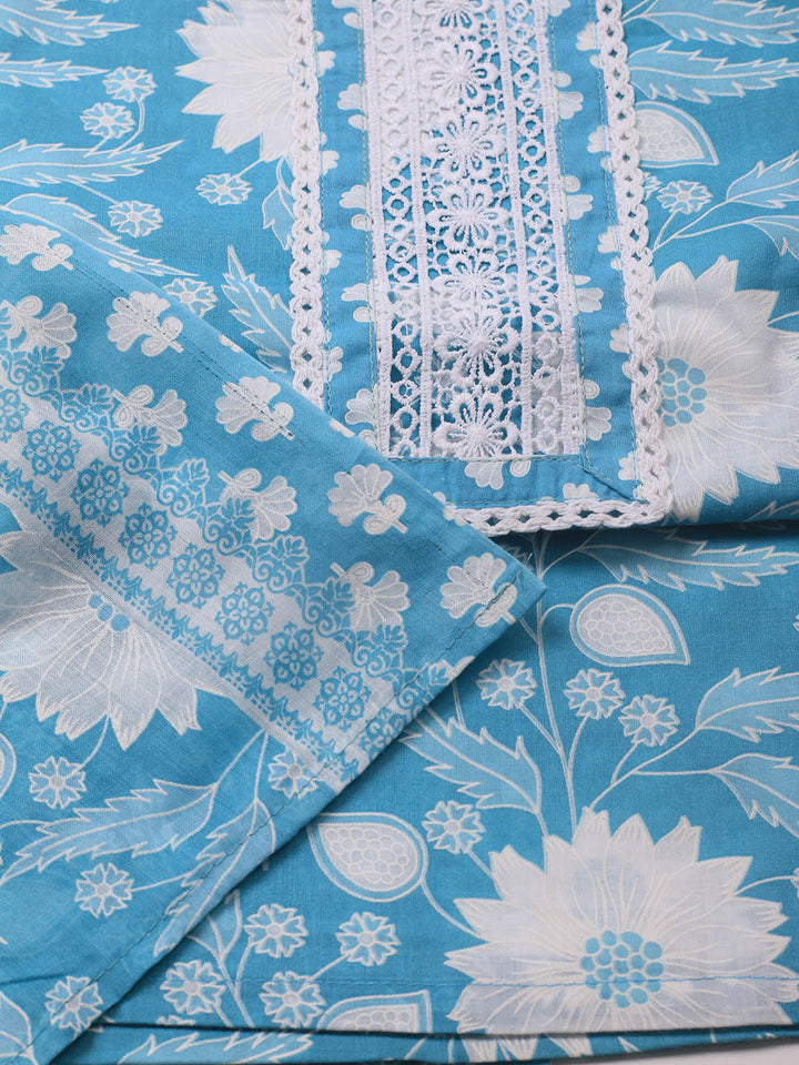 Printed Cotton Blend Unstitched Suit With Dupatta