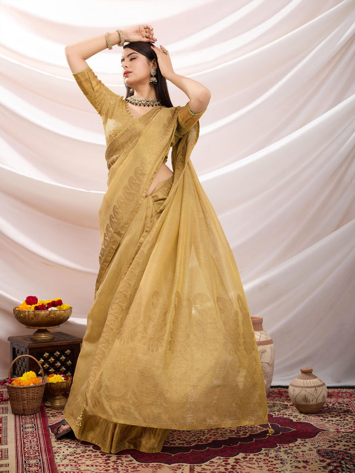 Woven Design Cotton Linen Saree