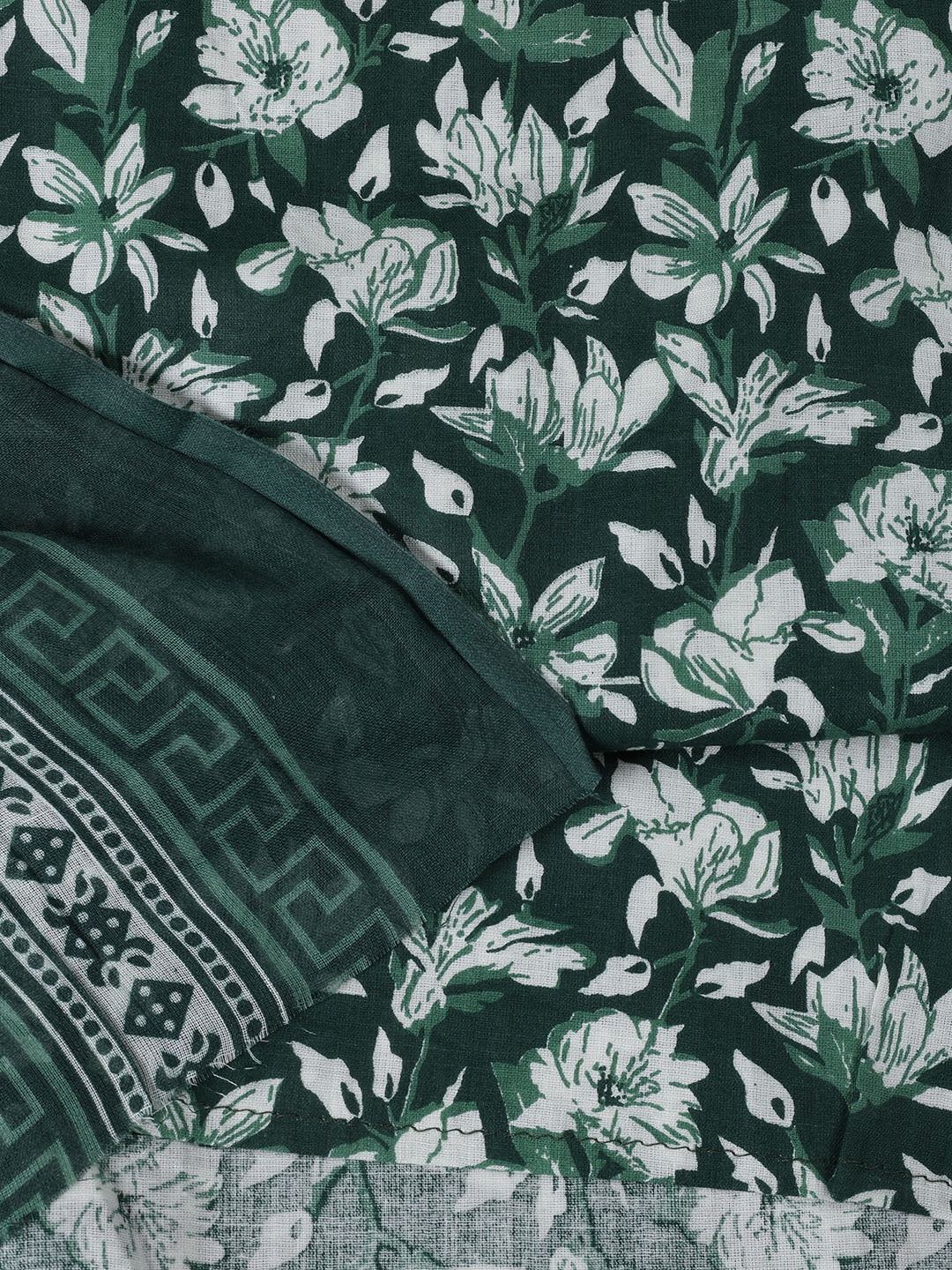 Printed Cotton Blend Unstitched Suit With Dupatta