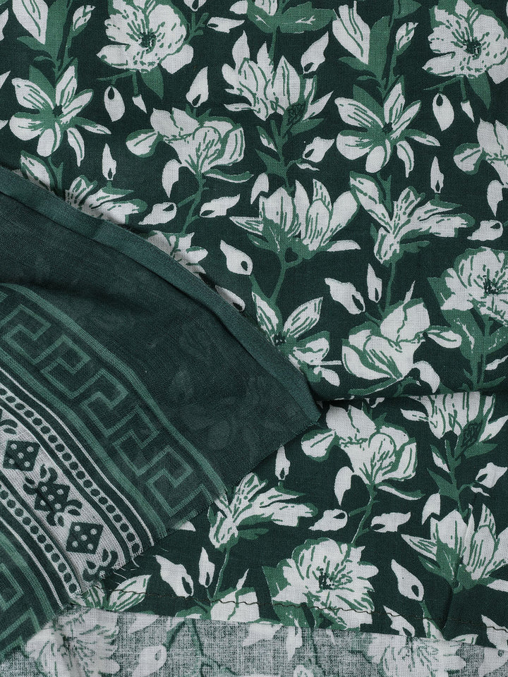 Printed Cotton Blend Unstitched Suit With Dupatta