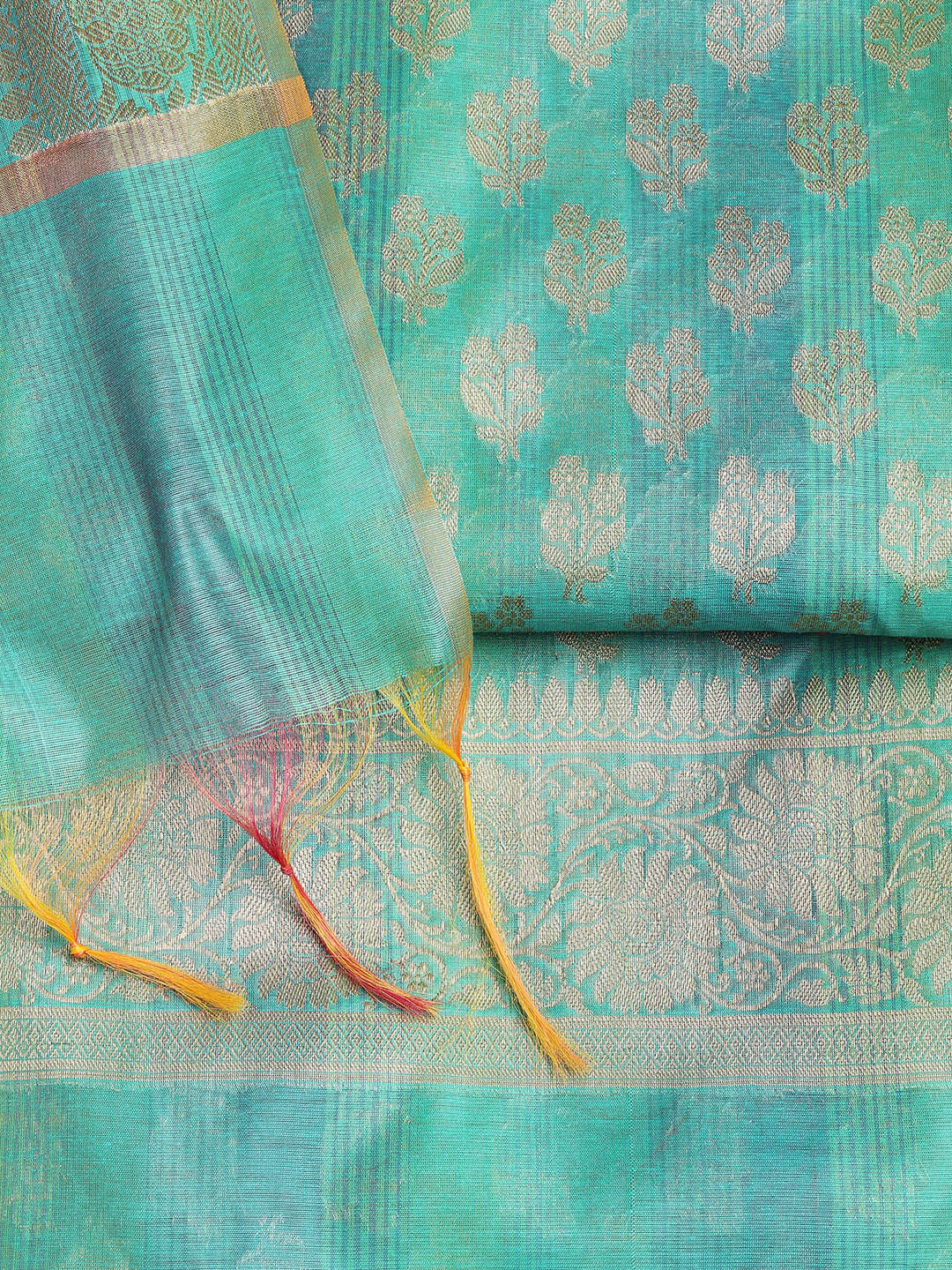 Woven Chanderi Unstitched Suit With Dupatta