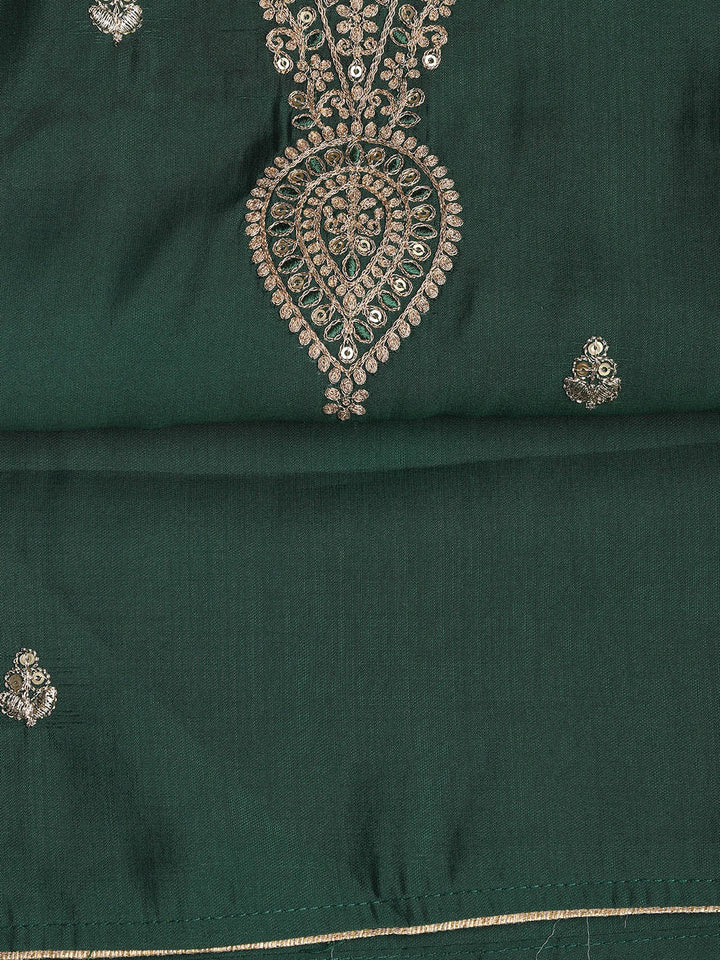 Embroidered Chanderi Unstitched Suit Piece With Dupatta