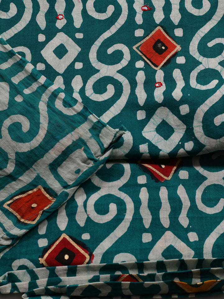 Printed Cotton Blend Unstitched Suit With Dupatta