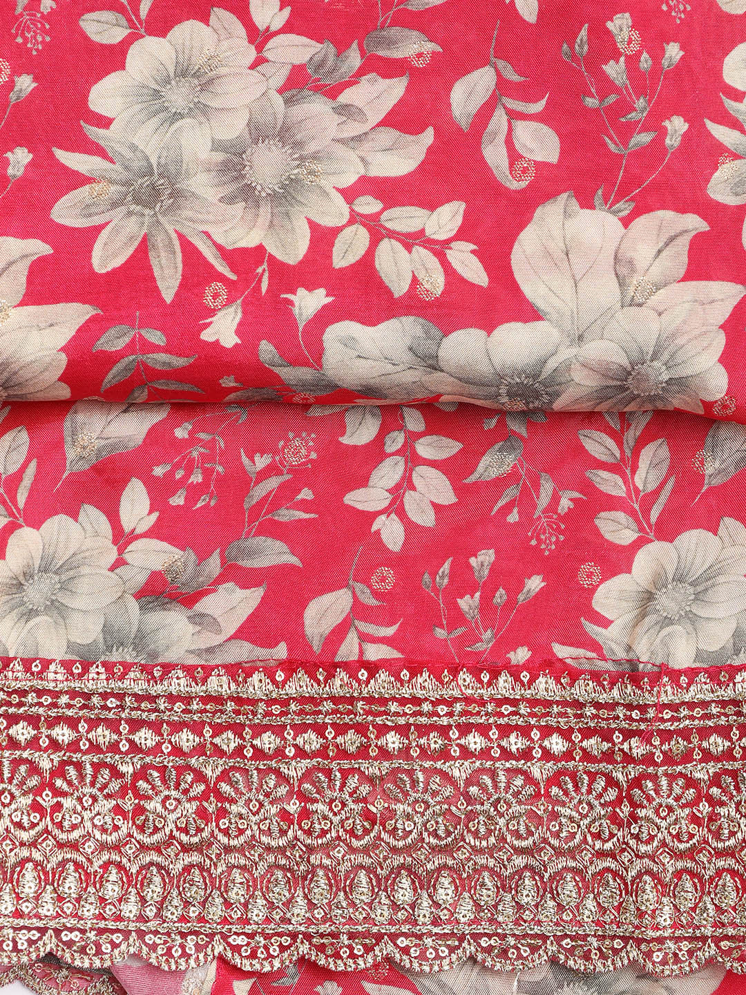 Printed Embroidered Muslin Unstitched Suit With Dupatta