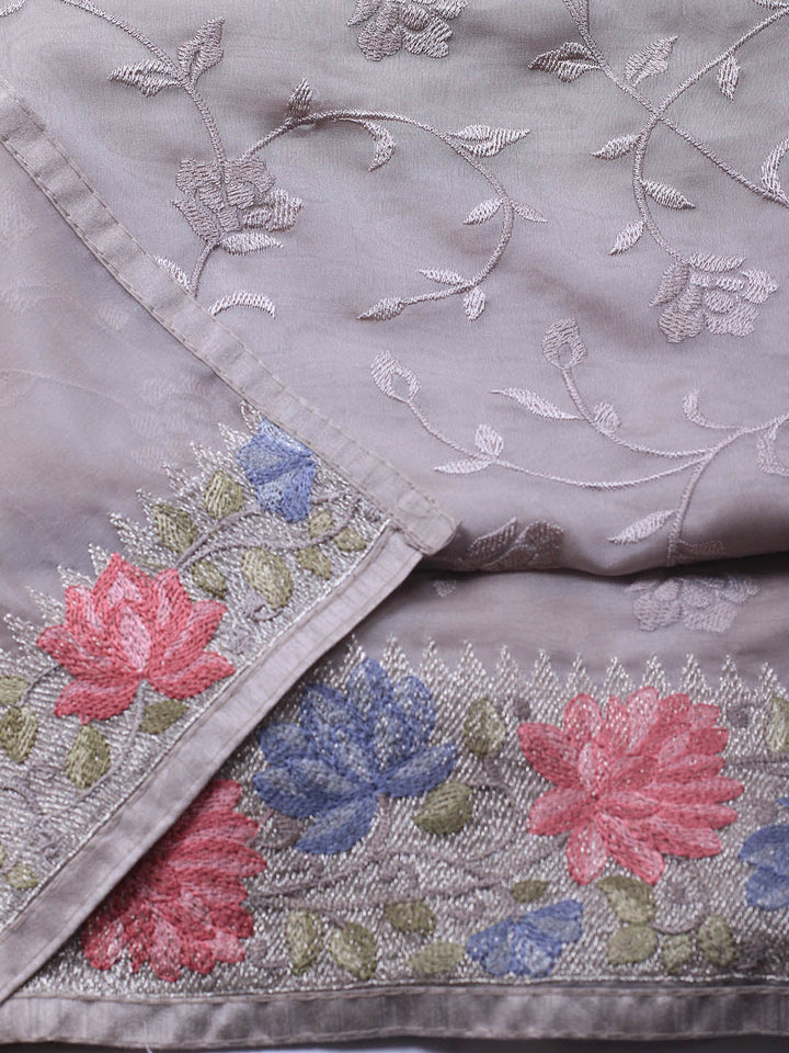 Neck Embroidery Organza Unstitched Suit Piece With Dupatta